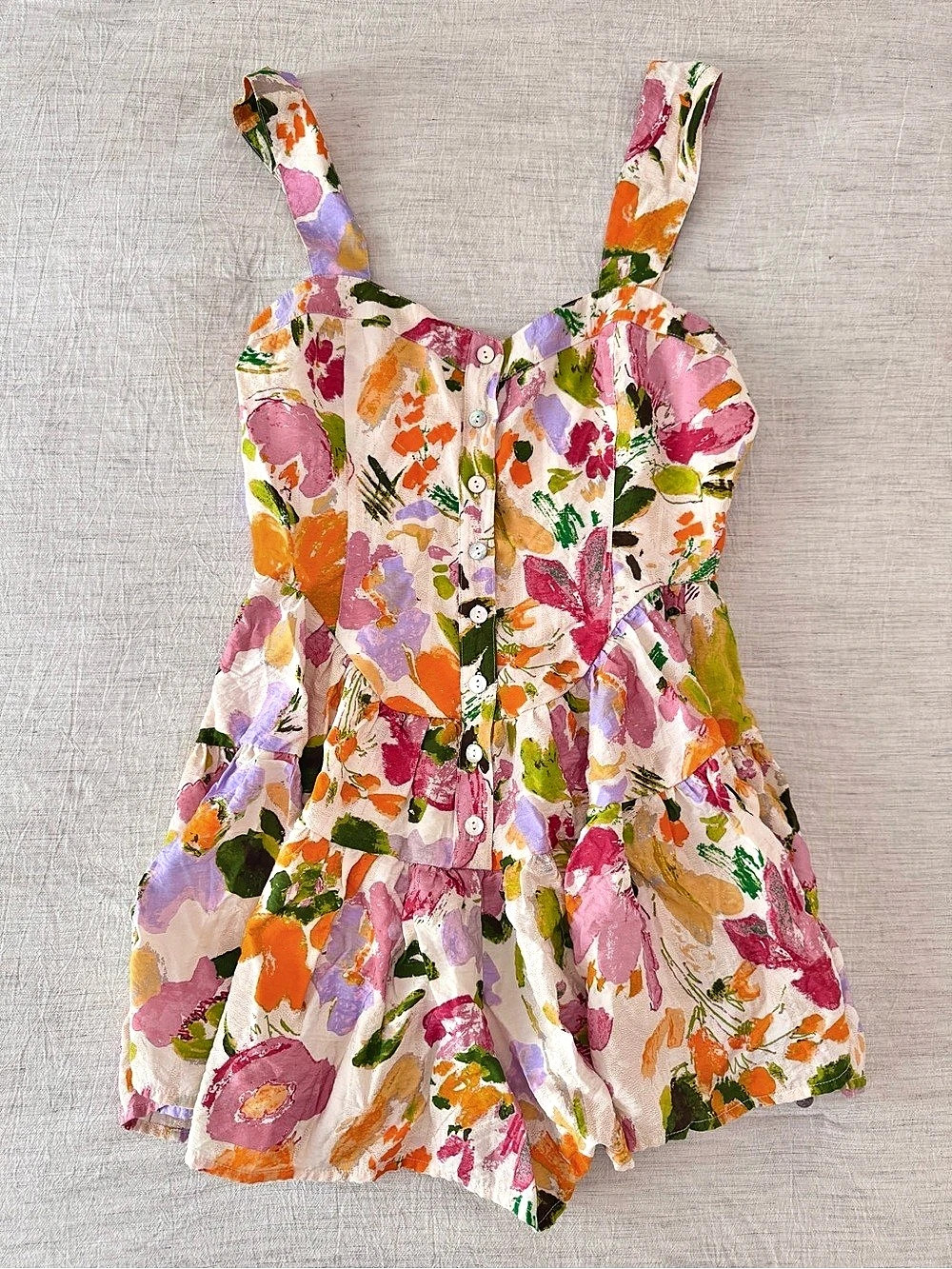 VICI Floral Romper in Pink & Orange Medium